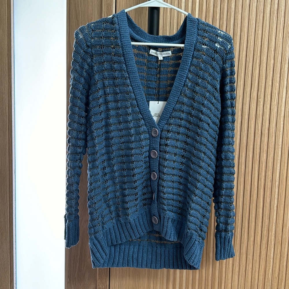 Charlotte Ronson Cardigan size S, NWT blue color. Very cozy!